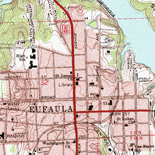 Topographic Map of Saint James Church, AL