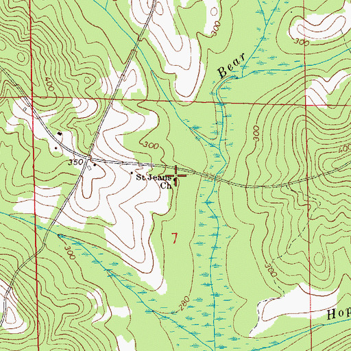 Topographic Map of Saint Jeans Church, AL