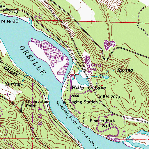 Topographic Map of Willy-O Lake Dam, WA