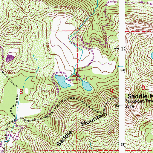 Topographic Map of Yergens and Anselmo Dam Number Two, WA