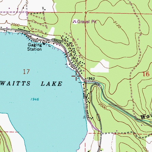Topographic Map of Waitts Lake Dam, WA