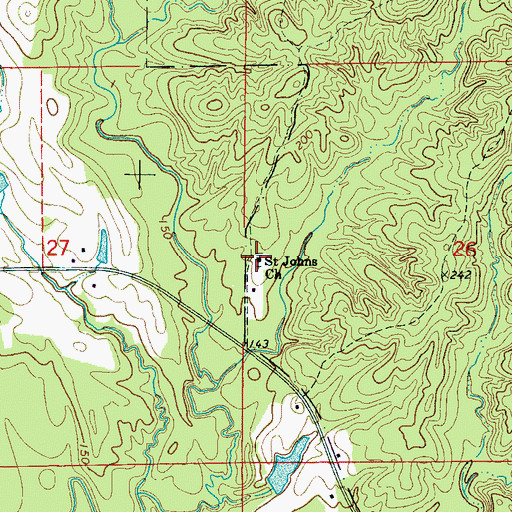 Topographic Map of Saint Johns Church, AL