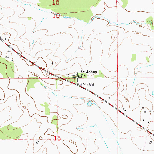 Topographic Map of Saint Johns Church, AL