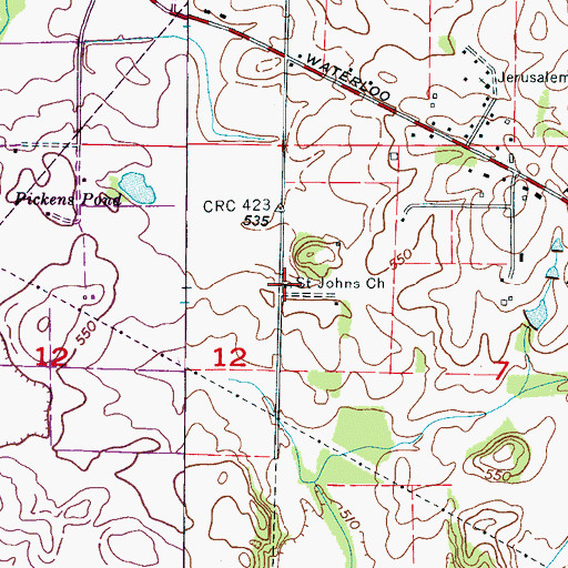 Topographic Map of Saint Johns Primitive Baptist Church, AL