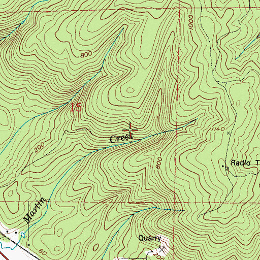 Topographic Map of Martin Creek Dam, WA