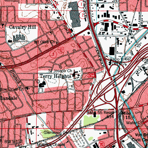 Topographic Map of Saint Joseph Church, AL