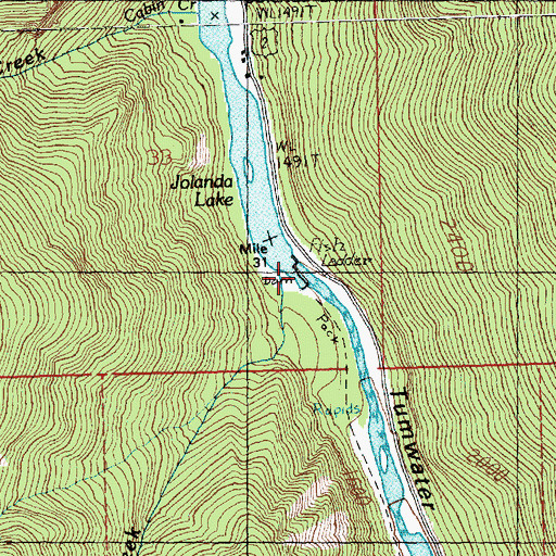 Topographic Map of Tumwater Canyon Dam, WA