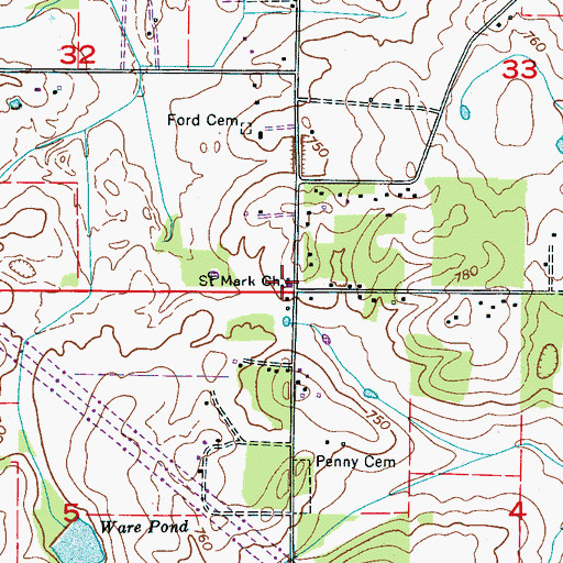 Topographic Map of Saint Mark Primitive Baptist Church, AL