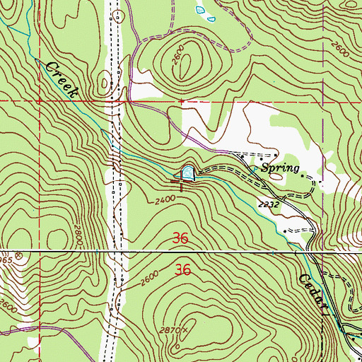 Topographic Map of Cedar Creek Reservoir Dam, WA