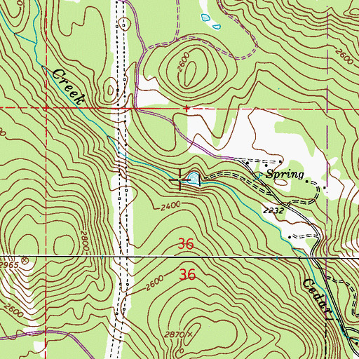 Topographic Map of Cedar Creek Reservoir, WA