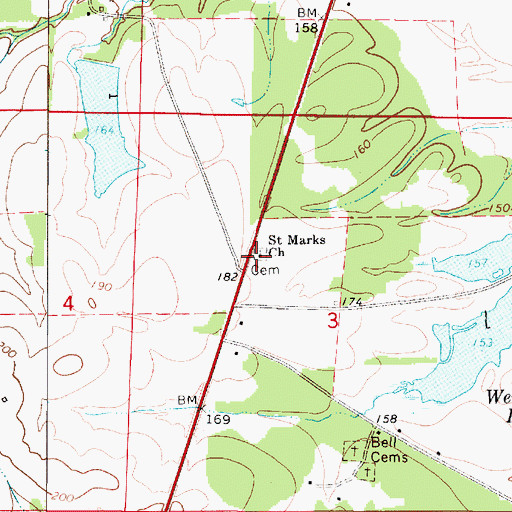 Topographic Map of Saint Marks Church, AL