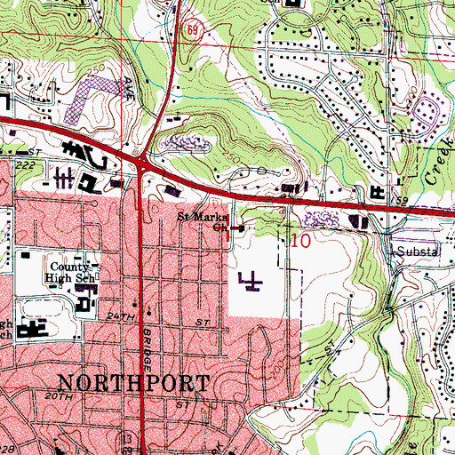 Topographic Map of Saint Mark United Methodist Church, AL