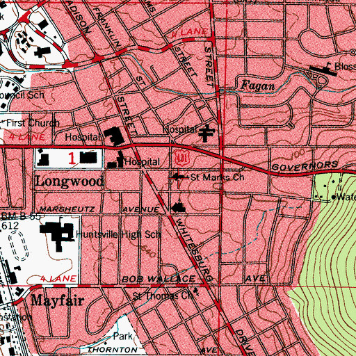 Topographic Map of Saint Marks Church, AL