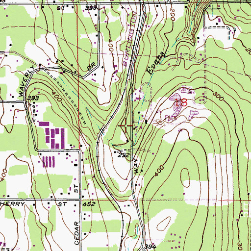 Topographic Map of Burns Dam, WA