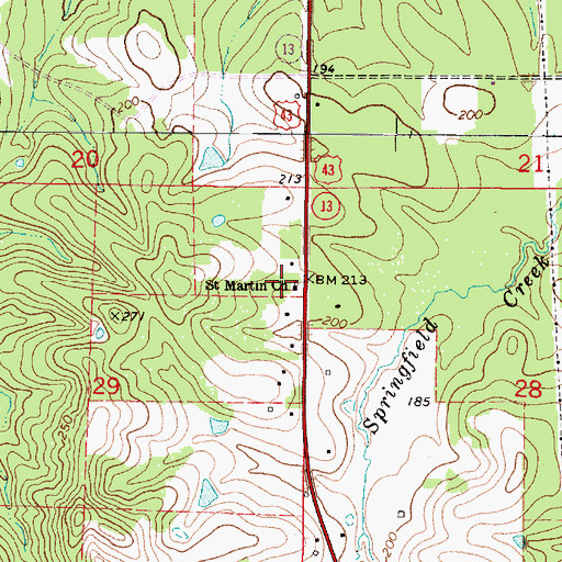 Topographic Map of Saint Martin Church, AL