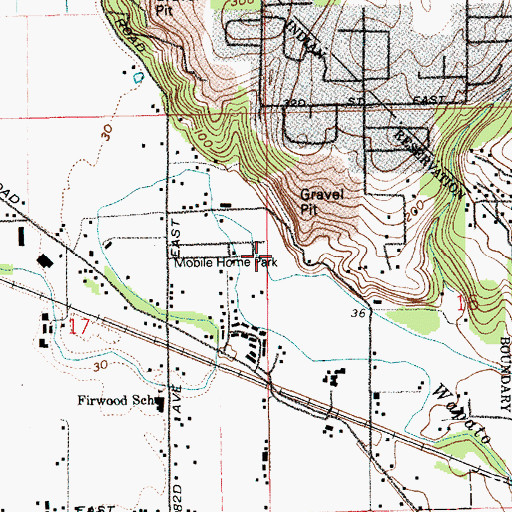 Topographic Map of Firwood Pit Dam, WA