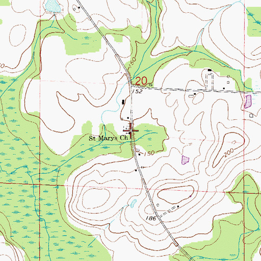 Topographic Map of Saint Marys Church, AL