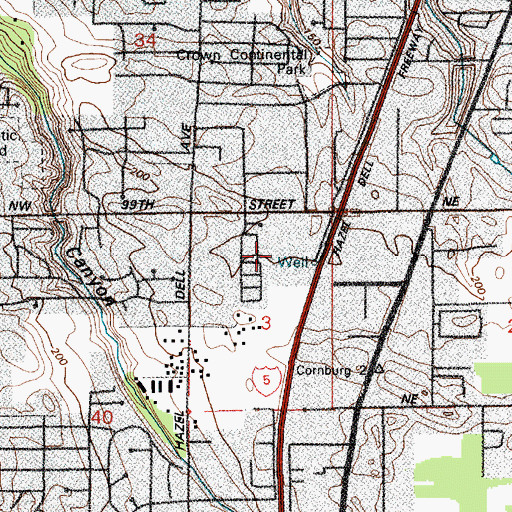 Topographic Map of Clark County Sewage Pond Dam, WA