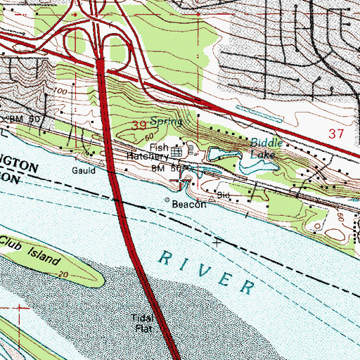 Topographic Map of Biddle Lake Dam, WA