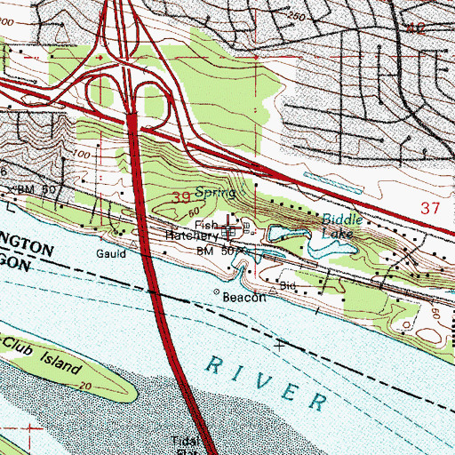 Topographic Map of Vancouver Hatchery Pond, WA
