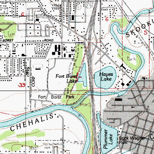 Topographic Map of Borst Lake Dam, WA