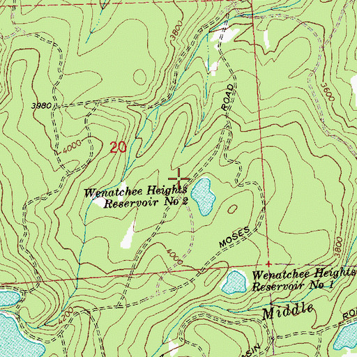 Topographic Map of Wenatchee Heights Reservoir Number Two Dam, WA