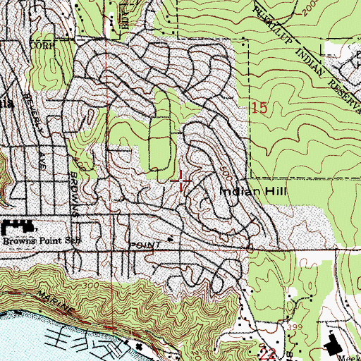 Topographic Map of Indian Hill Reservoir Dam, WA