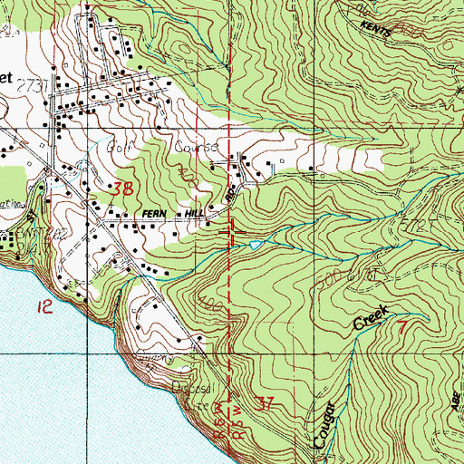 Topographic Map of Cougar Creek Reservoir Dam, WA