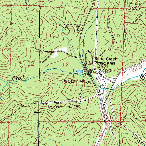 Topographic Map of Butte Creek Reservoir, WA