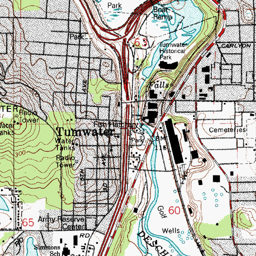 Topographic Map of Tumwater Falls Dam, WA