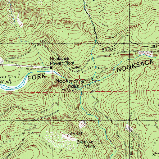 Topographic Map of Nooksack Diversion Dam, WA