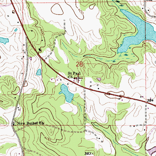 Topographic Map of Saint Paul Methodist Church, AL