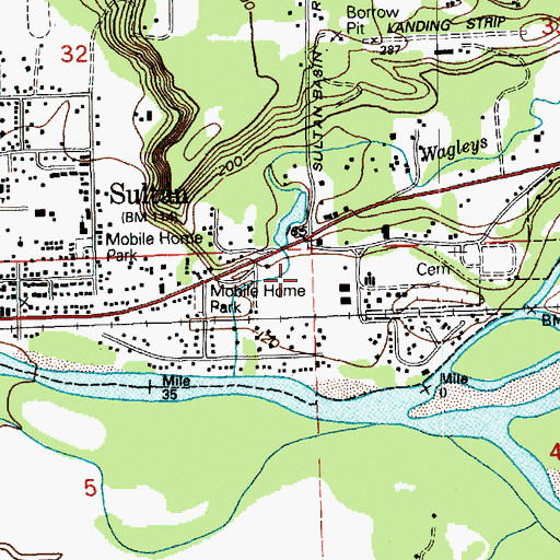 Topographic Map of Sultan Mill Pond Dam, WA
