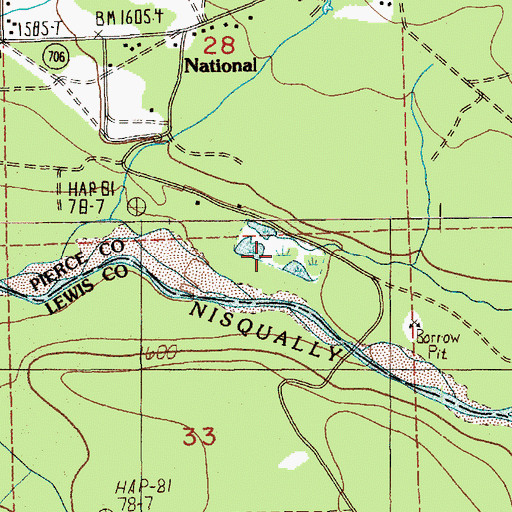 Topographic Map of National Mill Pond, WA