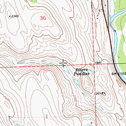 Topographic Map of Peters Reservoir Number One Dam, WA