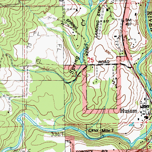 Topographic Map of Spencer Reservoir Dam, WA