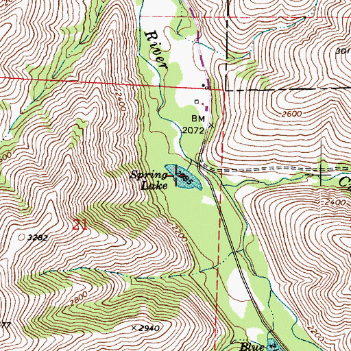 Topographic Map of Spring Lake Dam, WA
