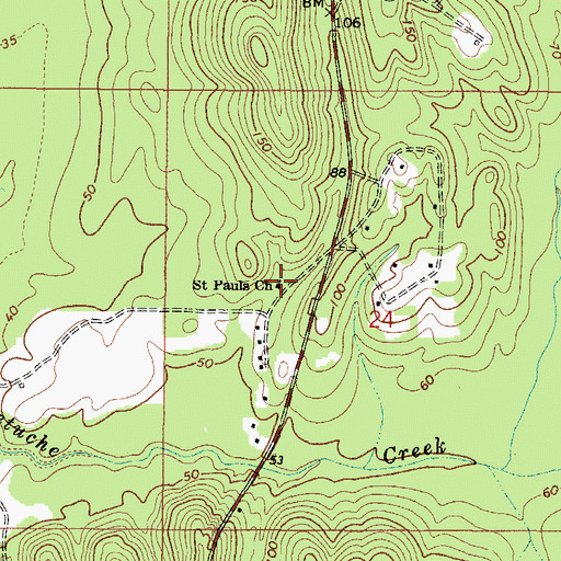 Topographic Map of Saint Pauls Church, AL