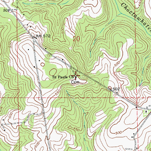 Topographic Map of Saint Pauls Church, AL