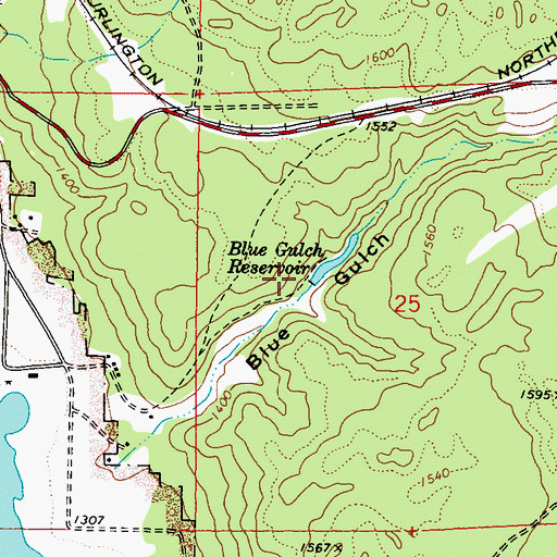 Topographic Map of Blue Gulch Reservoir Dam, WA