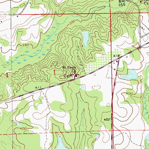 Topographic Map of Saint Pauls Church, AL
