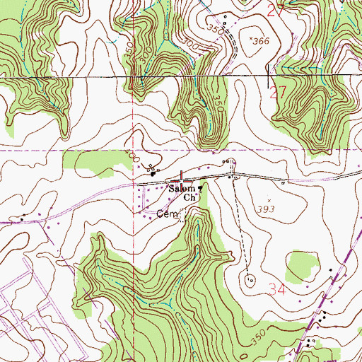 Topographic Map of Salem Baptist Church, AL