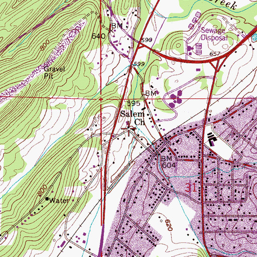 Topographic Map of Salem Baptist Church, AL