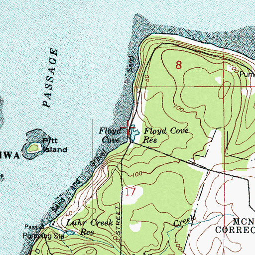 Topographic Map of Floyd Cove Dam, WA