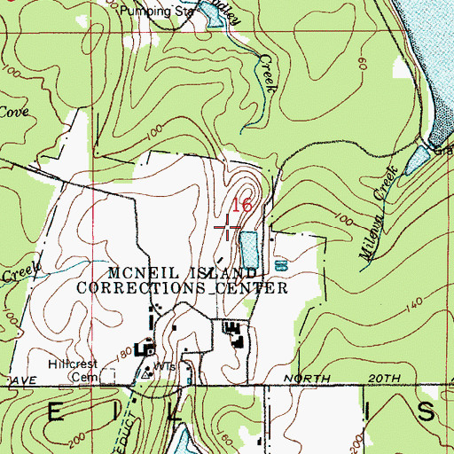 Topographic Map of Prison Farm Sewage Lagoon Dam, WA