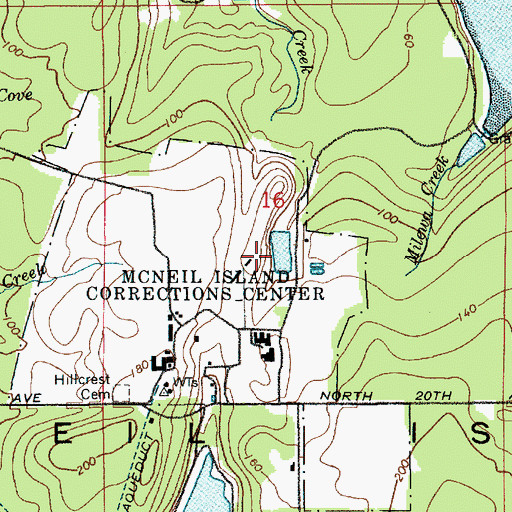 Topographic Map of Prison Farm Sewage Lagoon, WA