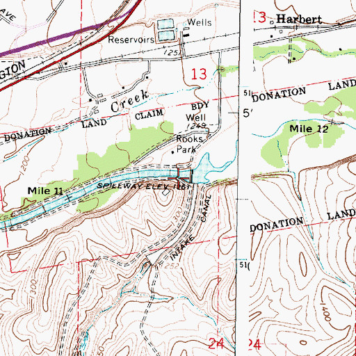 Topographic Map of Mill Creek Diversion Dam, WA