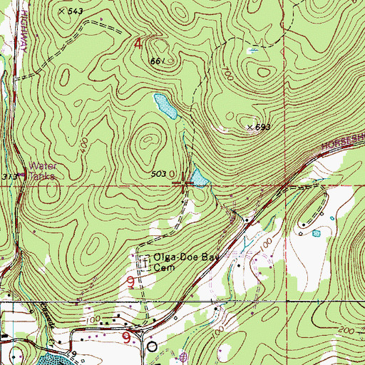 Topographic Map of Boyd Lower Reservoir, WA