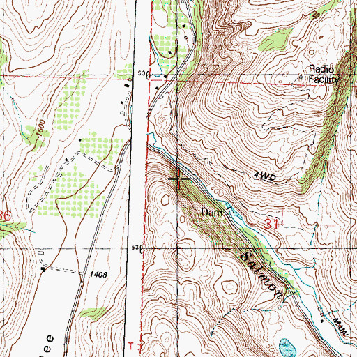 Topographic Map of Salmon Creek Diversion Dam, WA