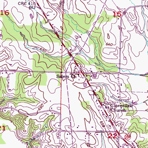 Topographic Map of Salem Church, AL